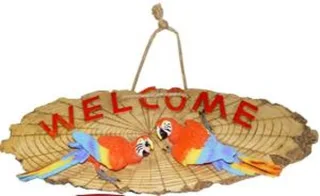 33-11290TMF-17 PAPIGE UKRAS PAPIGE ZIDNI UKRAS SA NATPISOM "WELCOME", POLYRES, DIM: 43cm