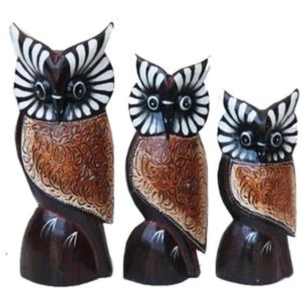 WY NAMI-1 Wooden Owl Figures 3/1