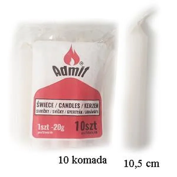 Kerze Weiß DIM:10 CM; 20 G; 10 Kerzen pro Verpackung