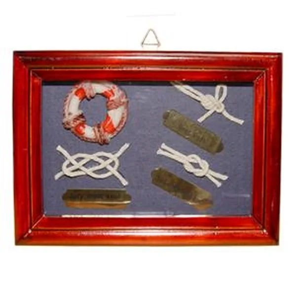 93HF2028 Holzbild Knoten 14x10, Bild im Holzrahmen, maritime Motive, Knoten, Leuchttürme, Anker, Rettungsringe, DIM: 14x10cm